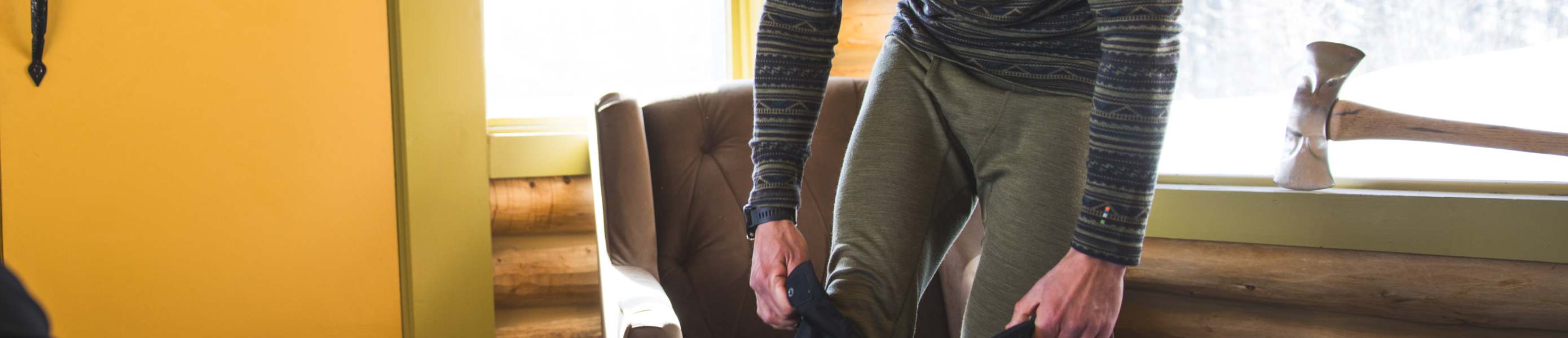 Close up of men's Smartwool baselayer bottoms