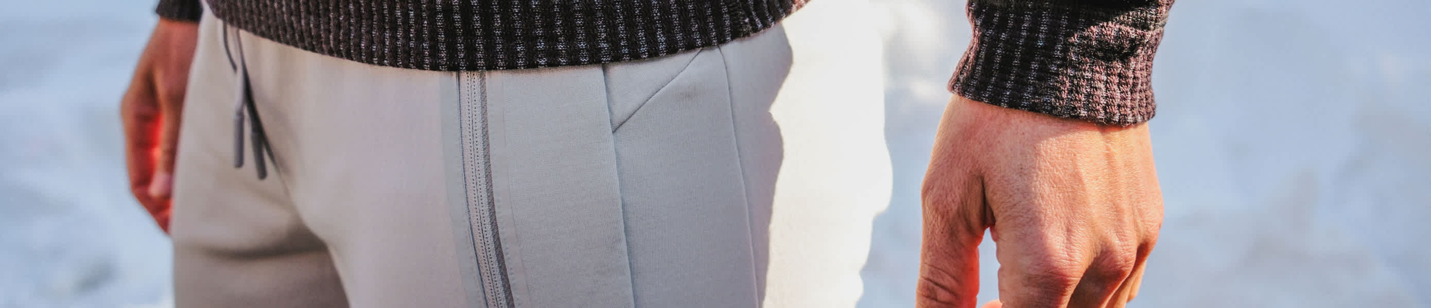 Men adjusting his baselayer bottoms