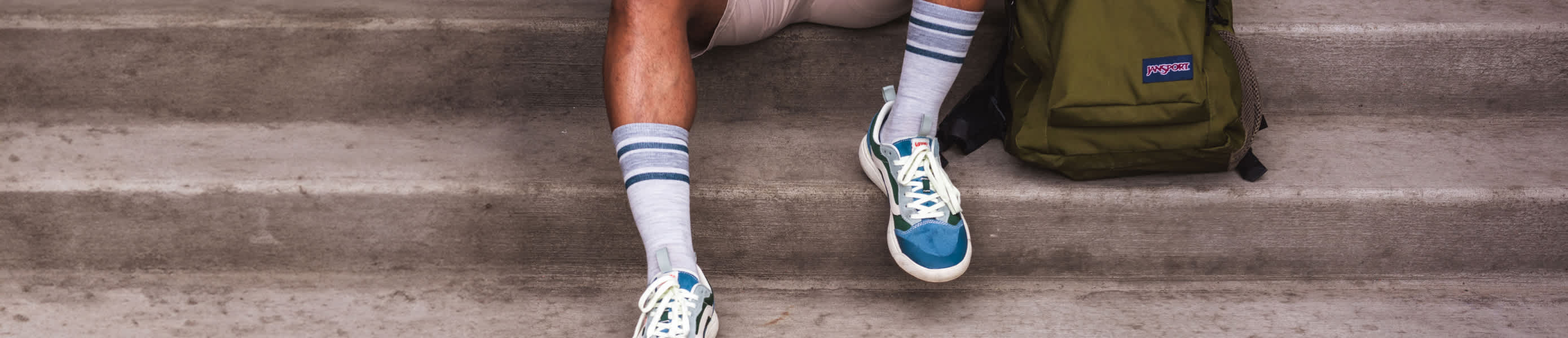 Socks and shoes on steps