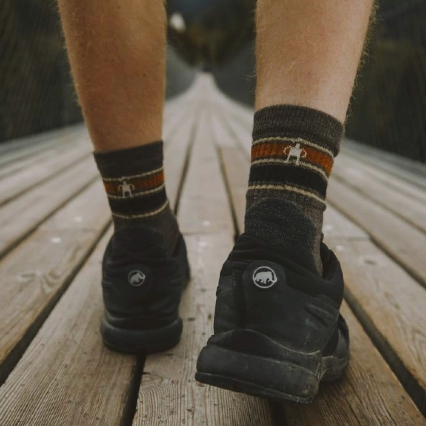 close up of a person's feet wearing Smartwool hiking socks
