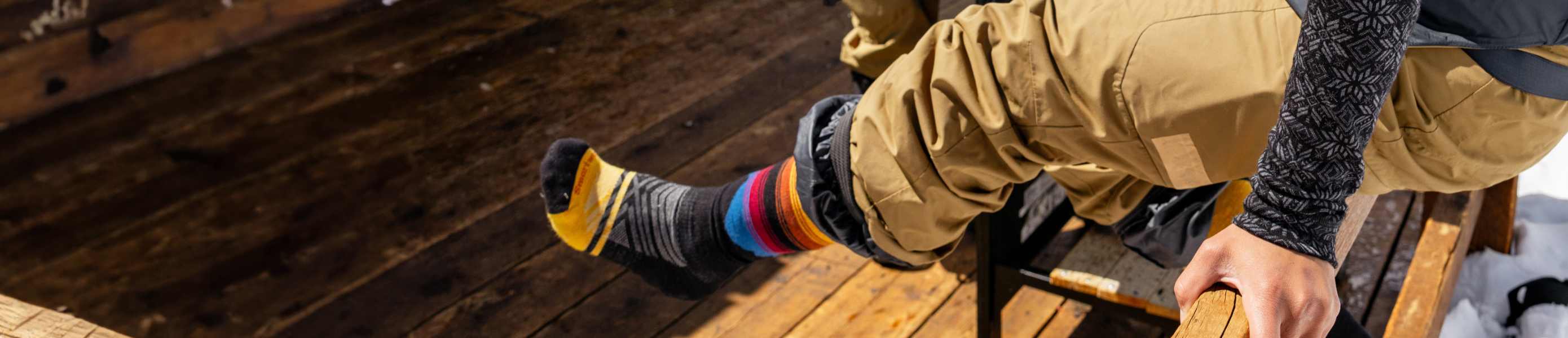 Ski socks worn in cabin