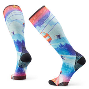 Chaussette de ski sous-genou Ski Day coussin zéro - Bleu Lagune