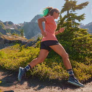 Women's Trail Run Sunset Trail Crew Socks - Charcoal