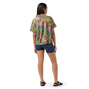 Women’s Everyday Party Short Sleeve Button Down - Fern Green Aloha Forest