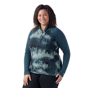 Women's Classic Thermal Merino Base Layer 1/4 Zip Plus - Twilight Foggy Pines