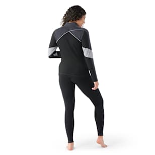 Women's Classic Thermal Merino Base Layer Colorblock 1/4 Zip Boxed - Black-Charcoal Heather