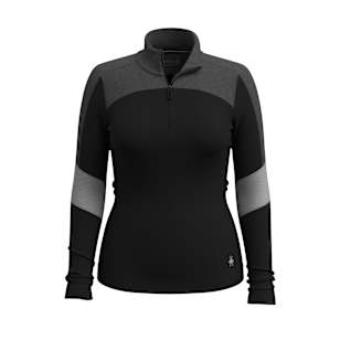 Women's Classic Thermal Merino Base Layer Colorblock 1/4 Zip Boxed - Black-Charcoal Heather