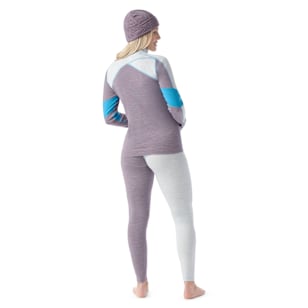 Women's Classic Thermal Merino Base Layer Colorblock 1/4 Zip Boxed - Winter Sky-Chalk Violet Heather