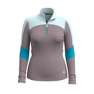 Women's Classic Thermal Merino Base Layer Colorblock 1/4 Zip Boxed - Winter Sky-Chalk Violet Heather