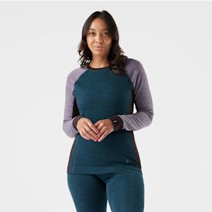 Women's Classic Thermal Merino Base Layer Colorblock Crew Boxed - Twilight Blue Heather