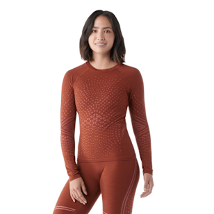 Women's Intraknit™ Active Base Layer Crew - Pecan Brown-Guava Pink