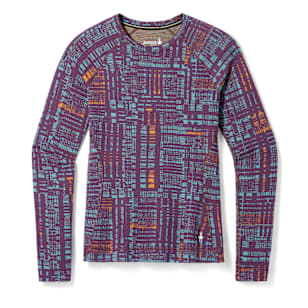 Women's Classic Thermal Merino Base Layer Crew - Purple Iris Digi Plaid
