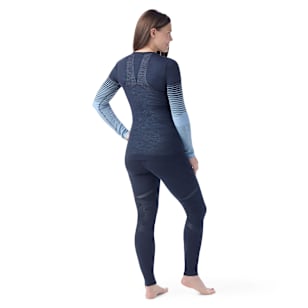 Women's Intraknit™ Thermal Merino Base Layer Pattern Crew - Deep Navy-Serene Blue