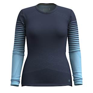 Women's Intraknit™ Thermal Merino Base Layer Pattern Crew - Deep Navy-Serene Blue