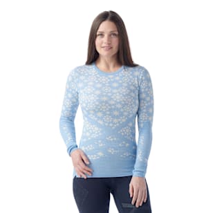 Women's Intraknit™ Thermal Merino Base Layer Pattern Crew - Serene Blue-White