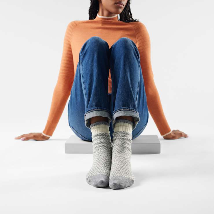 Chaussettes Femme Smartwool – Équipage à Pois Pop-corn – Naturel – Taille Large