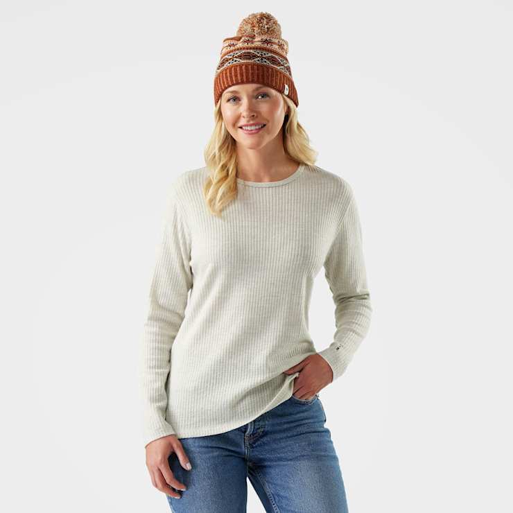 Haut côtelé à encolure ronde Thermal Merino pour femmes Smartwool CA