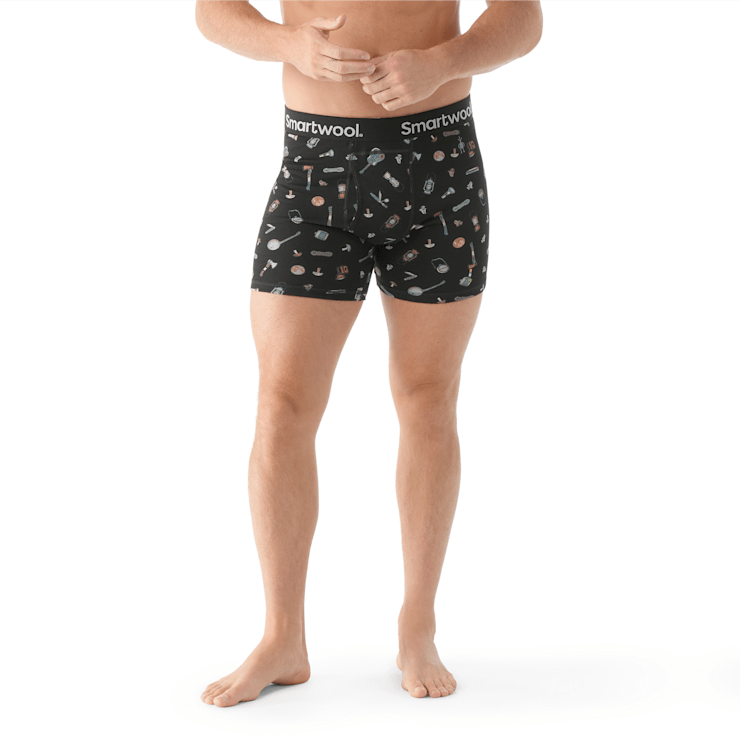 Smartwool Men s Merino Print Boxer Brief in Medium Gray Size 2XL