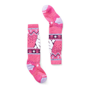 Kids' Wintersport Polar Bear Pattern Over The Calf Socks - Power Pink