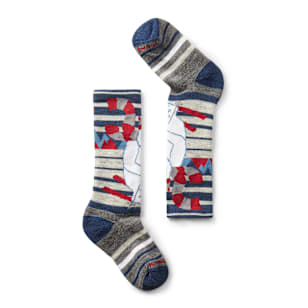 Kids' Wintersport Yeti Pattern Over The Calf Socks - Alpine Blue