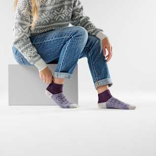 Everyday Cable Ankle Socks - Chalk Violet