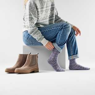 Everyday Cable Crew Socks - Chalk Violet