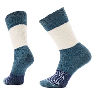 Everyday Color Block Cable Crew Socks - Twilight Blue-Moonbeam