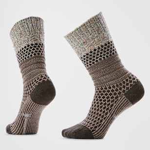 Everyday Cozy Popcorn Cable Crew Socks - Taupe-Natural Marl