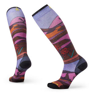 Women's Ski Floral Field Print Over The Calf Socks - Picante