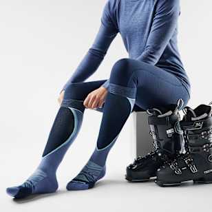 Women's Ski Extra Stretch Over The Calf Socks - Nightfall Blue