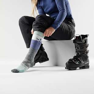 Women's Ski Snowpocalypse Pattern Over The Calf Socks - Medium Gray