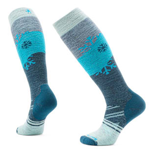 Women's Ski Snowpocalypse Pattern Over The Calf Socks - Frosty Green