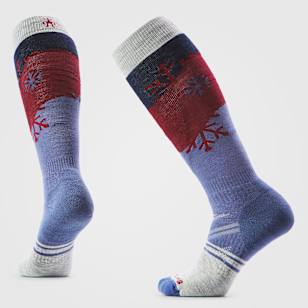 Women's Ski Snowpocalypse Pattern Over The Calf Socks - Nightfall Blue