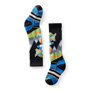 Kids' Wintersport Full Cushion Mountain Moose Pattern Over The Calf Socks - Black