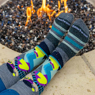 Kids' Wintersport Full Cushion Mountain Moose Pattern Over The Calf Socks - Pewter Blue