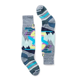 Kids' Wintersport Full Cushion Mountain Moose Pattern Over The Calf Socks - Pewter Blue