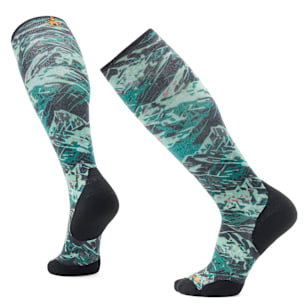 Ski Green Slopes Print Over The Calf  Socks - Black