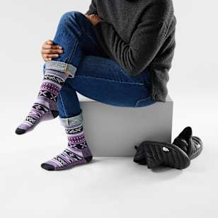 Everyday Cozy Cabin Games Crew Socks - Chalk Violet