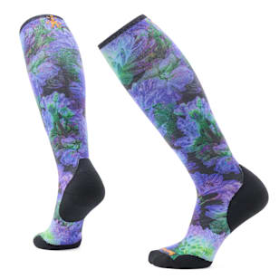Women's Ski Electric Lotus Print Over The Calf Socks - Black