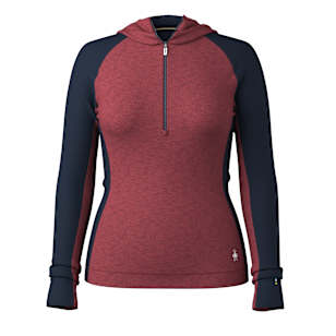 Women's Classic Thermal Merino Base Layer 1/2 Zip Hoodie - Currant Heather