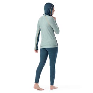 Women's Classic Thermal Merino Base Layer 1/2 Zip Hoodie - Twilight Blue-Arctic Green