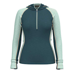 Women's Classic Thermal Merino Base Layer 1/2 Zip Hoodie - Twilight Blue-Arctic Green