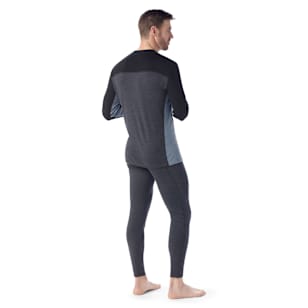 Men's Classic Thermal Merino Base Layer Colorblock Crew - Charcoal Heather-Black