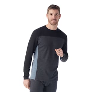 Men's Classic Thermal Merino Base Layer Colorblock Crew - Charcoal Heather-Black