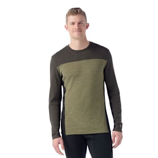 Men's Classic Thermal Merino Base Layer Colorblock Crew - Winter Moss-North Woods