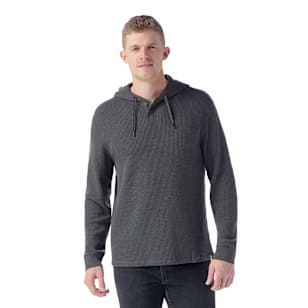 Men's Waffle Henley Hoodie - Charcoal