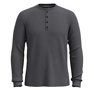 Men's Waffle Long Sleeve Henley - Charcoal