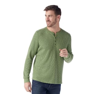 Men's Waffle Long Sleeve Henley - Fern Green