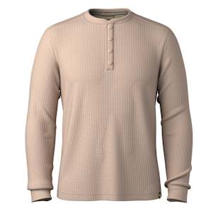 Men's Waffle Long Sleeve Henley - Toffee Cream Heather