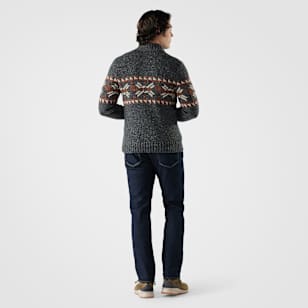 Men's Heavy Henley Sweater - Charcoal-Pecan Brown